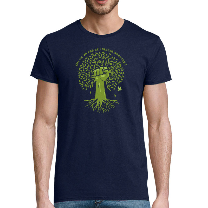 T-shirt homme coton bio bleu marine Se laisser abattre (Gondrax,Ecologie)