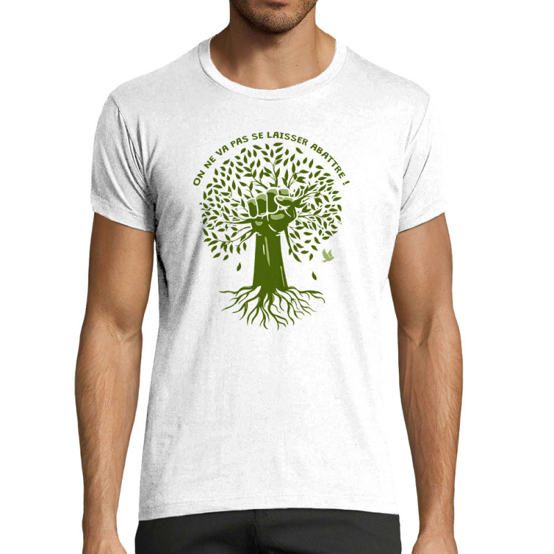 T-shirt homme fit blanc Se laisser abattre (Gondrax,Ecologie)