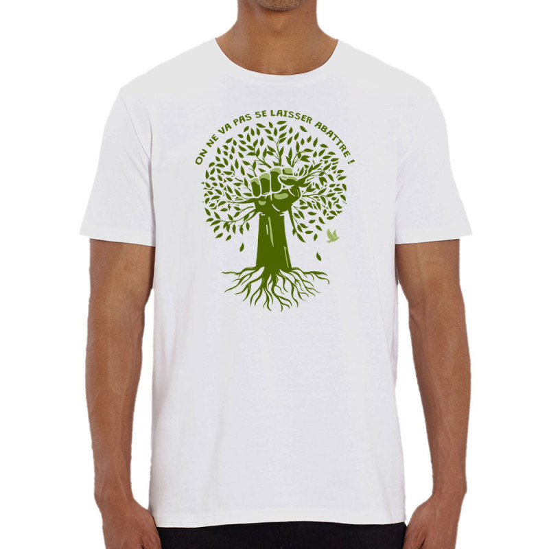 T-shirt homme coton bio blanc Se laisser abattre (Gondrax,Ecologie)