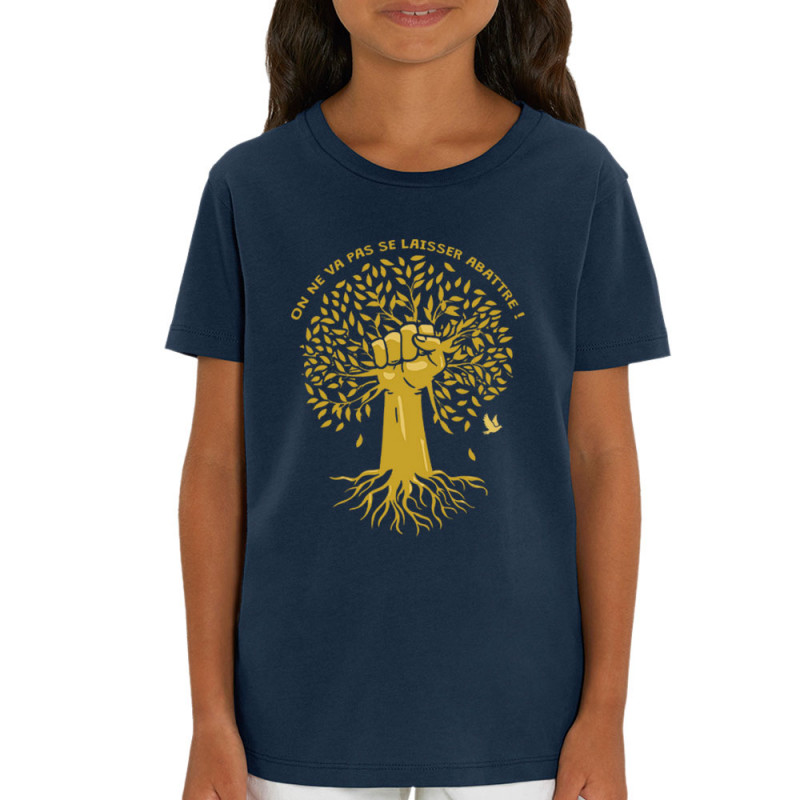 T-shirt enfant coton bio bleu marine Se laisser abattre (Gondrax,Ecologie)