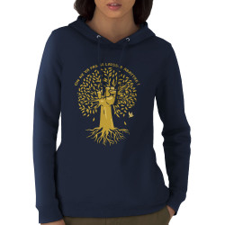 Sweat femme à capuche coton bio bleu marine Se laisser abattre (Gondrax,Ecologie)