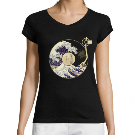 T-shirt femme col V...