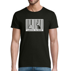 T-shirt homme coton bio noir Code barre prison (Slogans engagés)