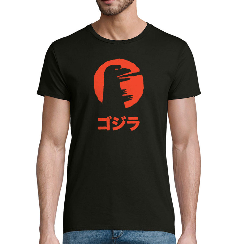 T-shirt homme coton bio noir Vintage Godzilla (Alex Kidd,Films/Séries,Manga Kawaï japan)