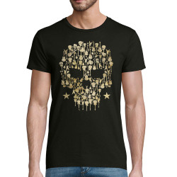 T-shirt homme coton bio noir Skull Guitar (Gondrax,Têtes de morts,Rock & Punk)