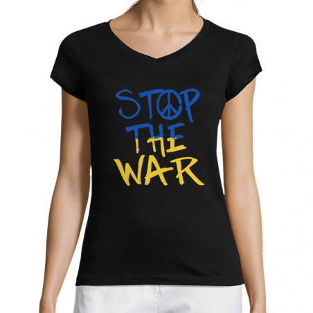T-shirt femme col V "Stop...