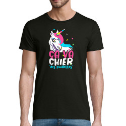 T-shirt homme coton bio noir Ca va chier des paillettes 2 (Zewa,Animaux,Humour)
