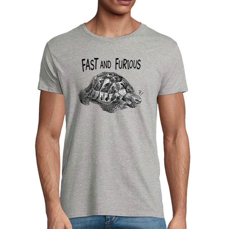 T-shirt homme coton bio gris chiné Fast and furious 3 (Gondrax,Les Bébêtes,Animaux,Humour)