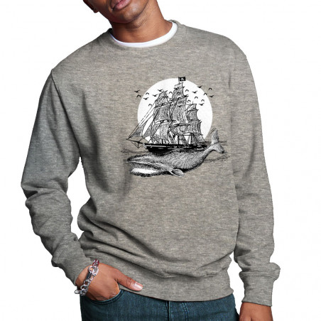 Sweat homme col rond "Whale...