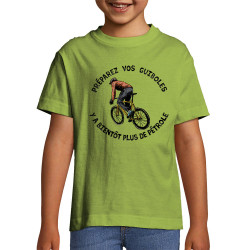 T-shirt enfant vert pomme Préparez vos guiboles (Gondrax,Slogans Débiles,Ecologie,Vélo)