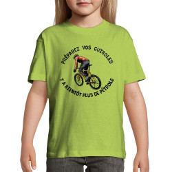 T-shirt enfant vert pomme Préparez vos guiboles (Gondrax,Slogans Débiles,Ecologie,Vélo)
