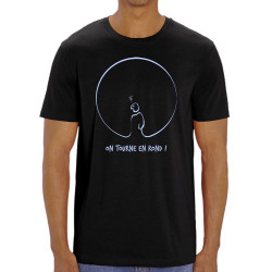 T-shirt homme coton bio noir On tourne en rond (Gondrax,Humour,Slogans engagés)