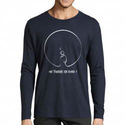 T-shirt homme manches longues bleu marine On tourne en rond (Gondrax,Humour,Slogans engagés)