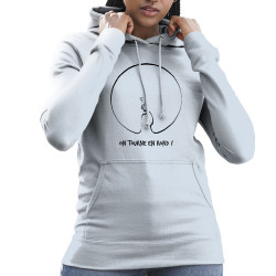 Sweat femme à capuche bleu ciel On tourne en rond (Gondrax,Humour,Slogans engagés)