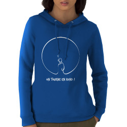 Sweat femme à capuche coton bio bleu royal On tourne en rond (Gondrax,Humour,Slogans engagés)