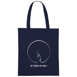 Sac shopping en toile bleu marine On tourne en rond (Gondrax,Humour,Slogans engagés)