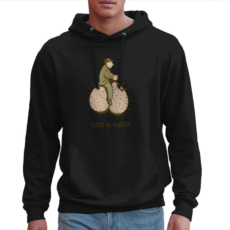 Sweat homme à capuche noir Partir en couilles (Gondrax,Humour,Partir en …)