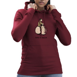 Sweat femme à capuche bordeaux Partir en couilles (Gondrax,Humour,Partir en …)