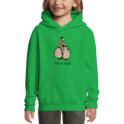 Sweat enfant à capuche vert prairie Partir en couilles (Gondrax,Humour,Partir en …)