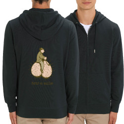Sweat homme zippé à capuche coton bio noir Partir en couilles (Gondrax,Humour,Partir en …)