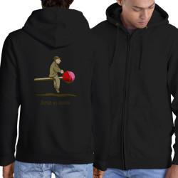 Sweat homme à capuche zippé noir Partir en sucette (Gondrax,Humour,Partir en …)