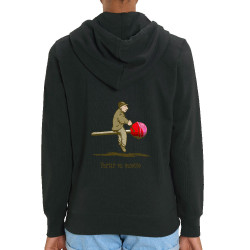 Sweat femme zippé à capuche coton bio noir Partir en sucette (Gondrax,Humour,Partir en …)