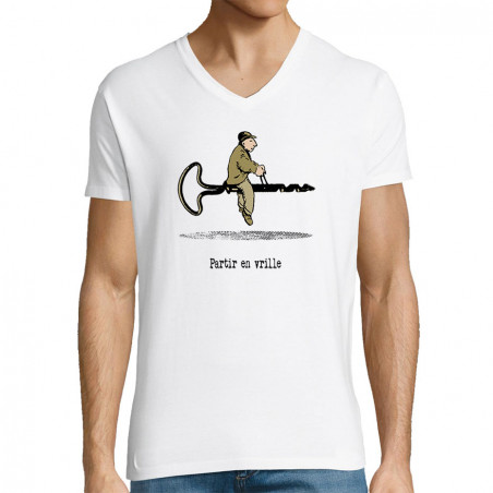 T-shirt homme col V "Partir...