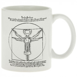 Mug blanc Tractus Bouchonus Vitruve (Gondrax,Alcool,Musée,Homme de Vitruve)