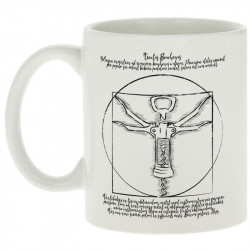 Mug blanc Tractus Bouchonus Vitruve (Gondrax,Alcool,Musée,Homme de Vitruve)