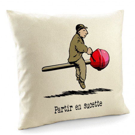 Coussin "Partir en sucette"