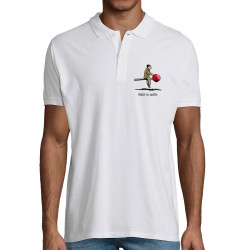 Polo homme coton bio blanc Partir en sucette (Gondrax,Humour,Partir en …)