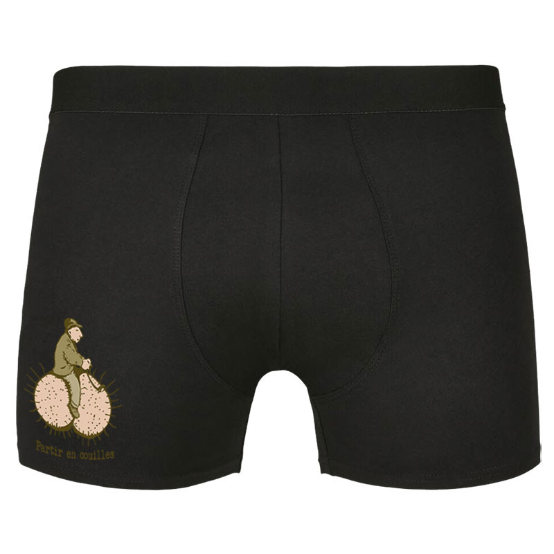 Caleçon boxer homme noir Partir en couilles (Gondrax,Humour,Partir en …)