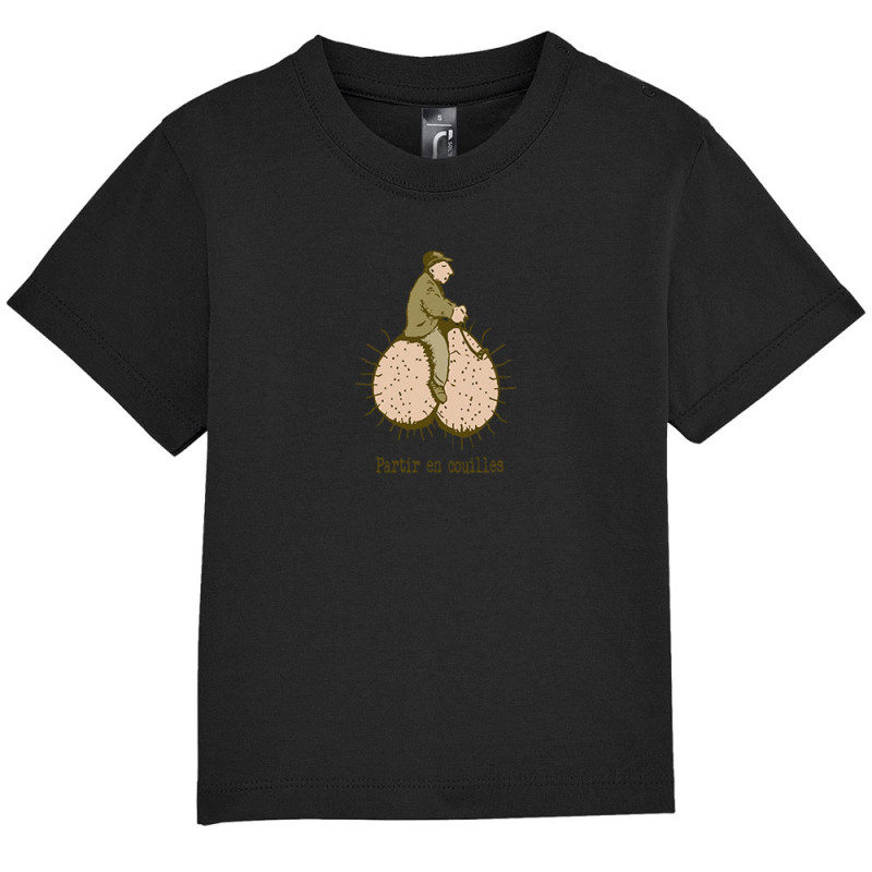 T-shirt bébé noir Partir en couilles (Gondrax,Humour,Partir en …)