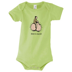 Body bébé vert pomme Partir en couilles (Gondrax,Humour,Partir en …)