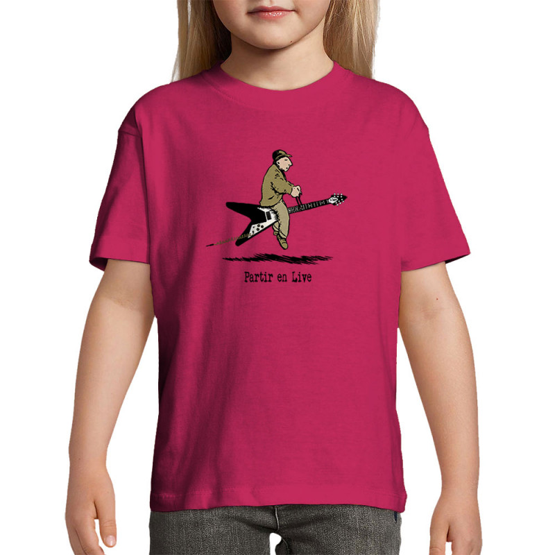 T-shirt enfant rose fushia Partir en live (Gondrax,Humour,Partir en …)