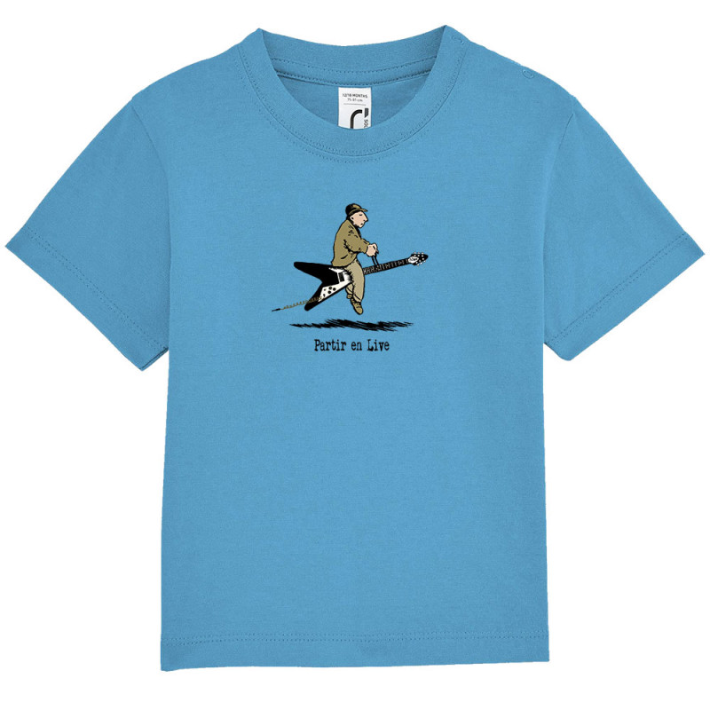 T-shirt bébé bleu azur Partir en live (Gondrax,Humour,Partir en …)