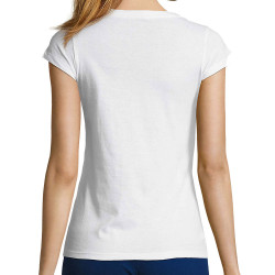 T-shirt femme col V blanc Personnalisation (Divers)