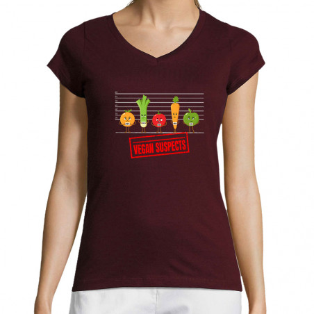 T-shirt femme col V "Vegan...