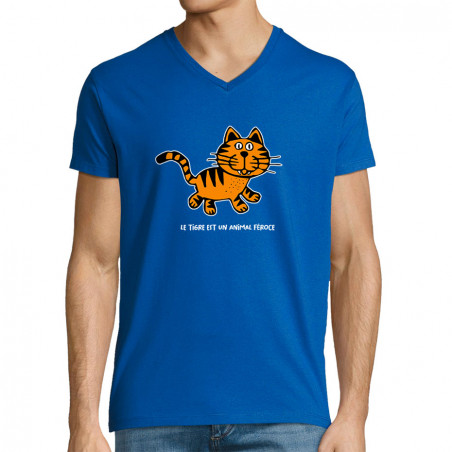 T-shirt homme col V "Le tigre"