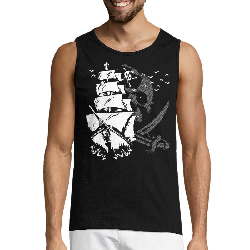 Débardeur homme noir Pirate Boat (Gondrax,Têtes de morts)