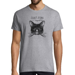 Tee-shirt homme gris chiné Chat-foin (Gondrax,Les Bébêtes,Animaux,Chats)