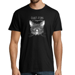 Tee-shirt homme noir Chat-foin (Gondrax,Les Bébêtes,Animaux,Chats)