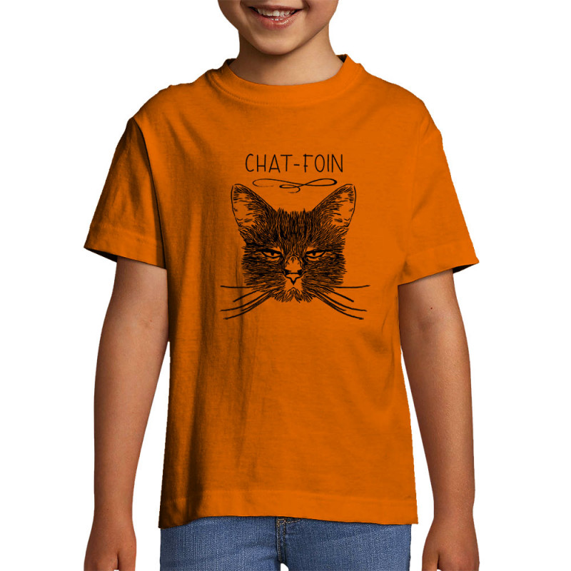 T-shirt enfant orange Chat-foin (Gondrax,Les Bébêtes,Animaux,Chats)
