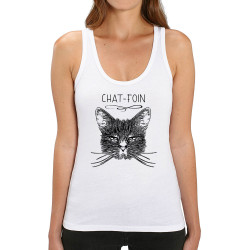 Débardeur femme coton bio blanc Chat-foin (Gondrax,Les Bébêtes,Animaux,Chats)