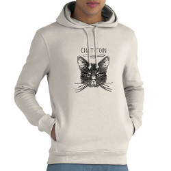 Sweat homme à capuche coton bio naturel Chat-foin (Gondrax,Les Bébêtes,Animaux,Chats)