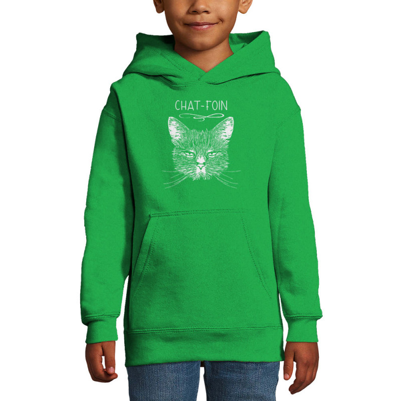 Sweat enfant à capuche vert prairie Chat-foin (Gondrax,Les Bébêtes,Animaux,Chats)