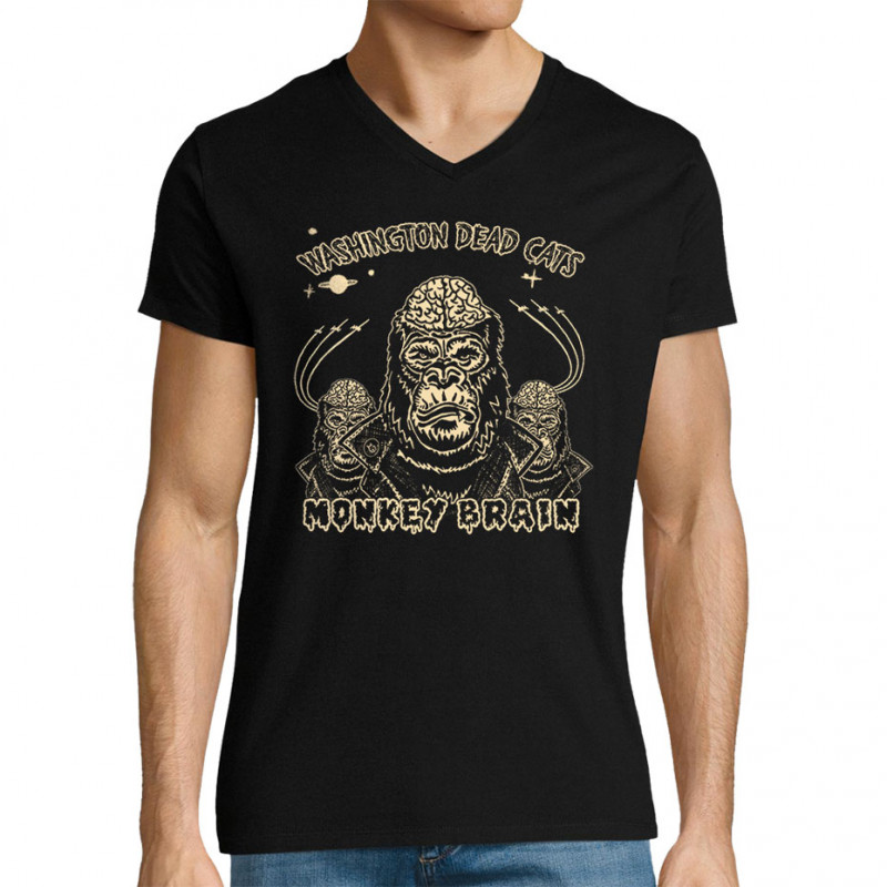 T-shirt homme col V noir Washington Dead Cats - Monkey Brain (Washington Dead Cats)