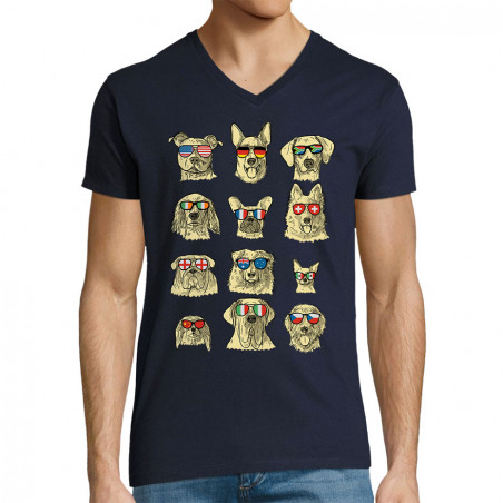 T-shirt homme col V "Chiens...