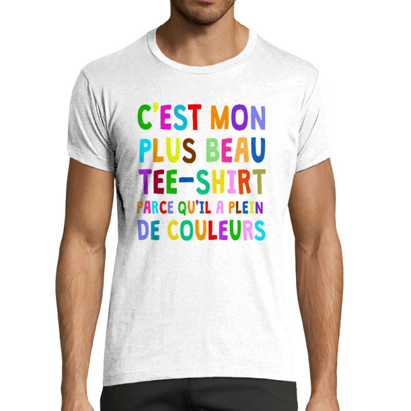 T-shirt homme fit blanc Plus beau tee-shirt (Gondrax,Humour)