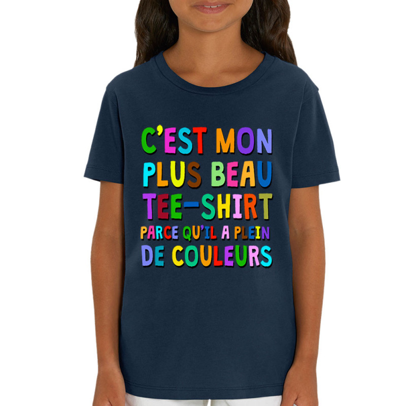 T-shirt enfant coton bio bleu marine Plus beau tee-shirt (Gondrax,Humour)